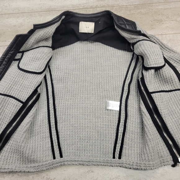 IRO Ceylona Waffle Knit Leather Trim Jacket - Picture 8 of 9